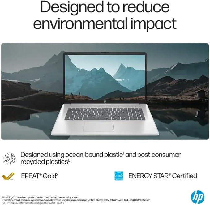 HP 17 Laptop Computer for Business and Students - 17.3" HD+ 250 Nits IPS Display • Intel 8-Core i3 Processor • Wifi6 • Camera • Copilot • Fast Charge • Win 11 Pro • w/Accessories (16GB RAM, 512GB SSD)