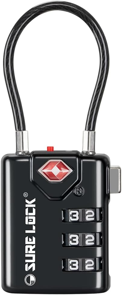 SURE LOCK TSA Compatible Travel Luggage Locks, Inspection Indicator, Easy Read Dials TSA Approved with Zinc Alloy