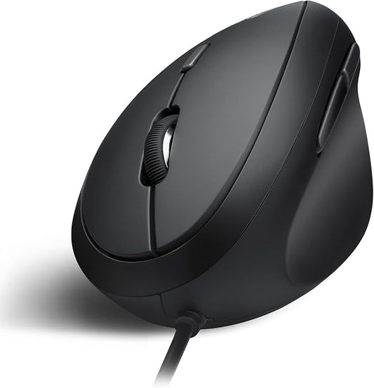 Perixx PERIMICE-519 Wired Ergonomic Vertical Mouse - Portable Small Design - 105x67x58 mm - Right Handed Black