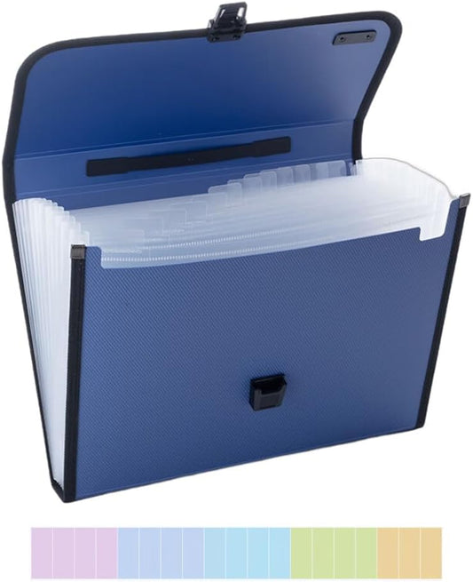 M&G Expanding File Folder 12 Pockets Accordion File Organizer with Labels, Portable Document Receipt Organizer for A4 Letter Size Paper, Waterproof Folder for Bussiness School Office Supplies (Blue)