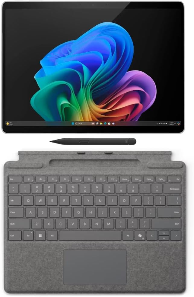 Microsoft Surface Pro 11 Bundle, 2-in-1 Tablet with Pro Keyboard and Slim Pen, Copilot+ PC, 13" Touchscreen OLED Display, Snapdragon X Elite (12 Core), 32GB RAM, 2TB SSD, Windows 11 Pro, Platinum