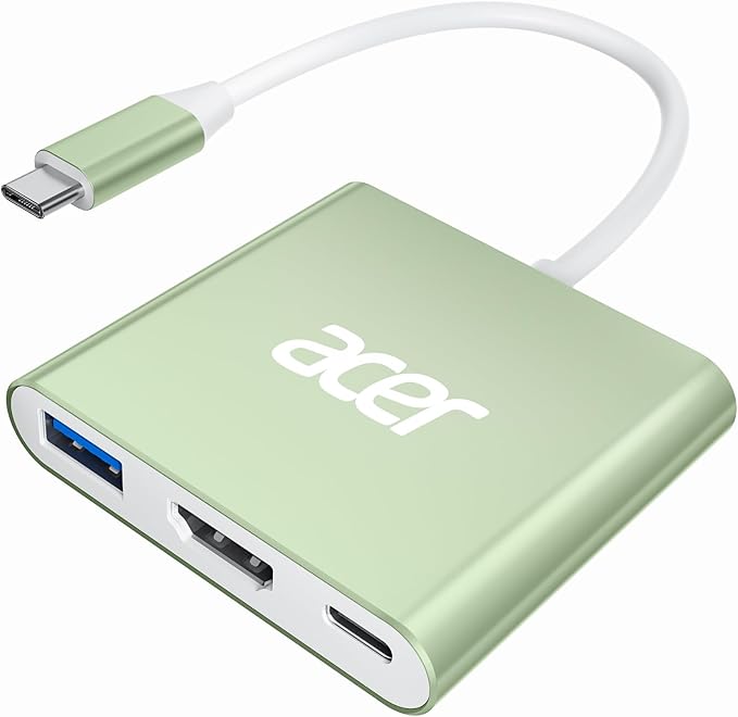Acer USB C to HDMI Adapter, 4K HDMI to USB-C Adapter with 100W PD & USBA 3.0 Port Multiport Digital AV Converter for MacBook Pro/Air, iPad, iPhone 15/16, Tablets, Switch, TV, Monitor and More (Green)