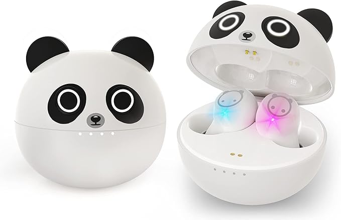 Kids Wireless Earbuds Cute Panda Bluetooth Earbuds with mic Charging Case 36H Playtime 3D Stereo Headphones IPX6 Waterproof Sport in-Ear Headphones for Kids Adult