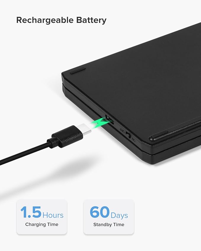 DeLUX Foldable Bluetooth Keyboard, Wireless Portable Travel Keyboard with Stand Holder, Rechargeable Ultra Slim Mini Size, for iOS Android Windows Mac Smartphone Tablet (KF19)