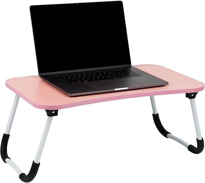Mind Reader Lap Desk Laptop Stand, Bed Tray, Folding Legs, Couch Table, Portable, MDF, 23.25" L x 13.75" W x 10.5" H, Pink