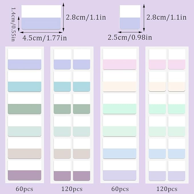 360 Pcs Sticky Index Tabs, Colored Book Sticky Tabs for Notebooks, Repositionable Page Tabs for Notebooks File Classification,12 Colors (1 Inch, 1.8×1 Inch)