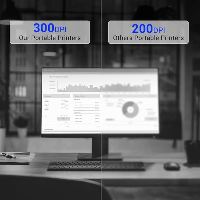 Inkless Portable Thermal Printer for Travel, Bluetooth Mobile Compact Printer Wireless Support 8.5" X 11" US Letter & A4 Size, Compatible with iPhone Android Laptop for Home Car Office