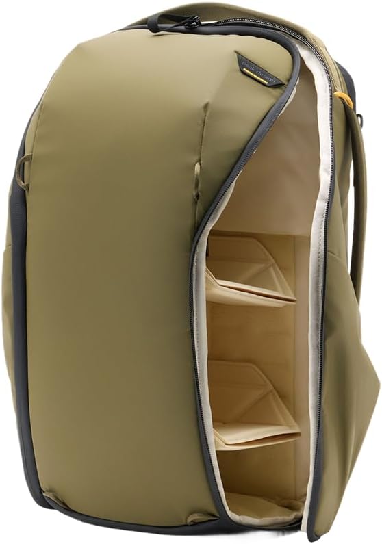 Peak Design Everyday Backpack Zip 20L, Kelp, 270-Degree Zip, Dual Side Pockets, FlexFold Dividers, Fits 15" Laptop, For Camera Carry, Daily Commutes or Travel, Versatile Backpack for Men and Women