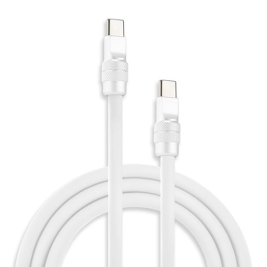 chubbycable Chubby 2.0 Fast Charging Cable Durable Soft Silicone USB C Cable 240W Extra Thick Charger Cord Compatible with iPhone 17-15 Series iPad, White+White, Type-C to Type-C, 13.1 FT