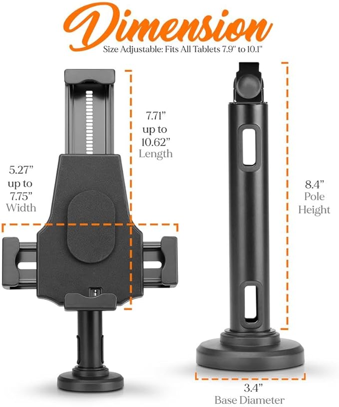 Pyle PSPADLK8 Anti-Theft Tablet Security Stand Kiosk - Table Mount Desktop Tablet Case Holder with Lock, Adjustable Clamp Arm, Internal Cable Routing, for iPad, Kindle, Samsung, Android Tablets