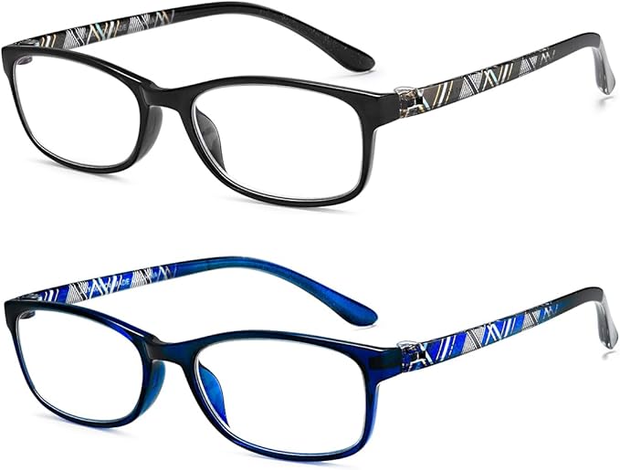 EYEURL Lightweight Flexible Reading Glasses for Women Men - Magnification 2.75 Computer Readers Eyeglasses Blue Light Blocking Glasses and Hard Case