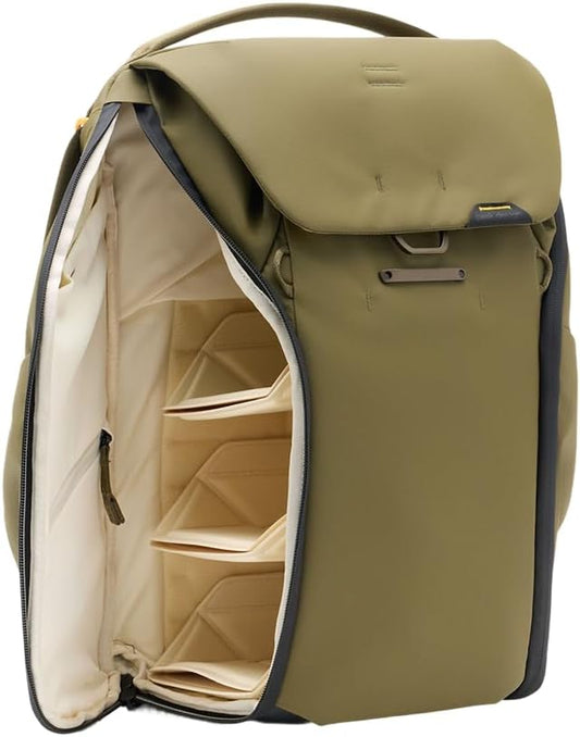 Peak Design Everyday Backpack V3 20L, Kelp, MagLatch Top, Dual Side Access, FlexFold Dividers, Fits 15" Laptop, For Camera Carry, Daily Commutes or Travel, Versatile Backpack for Men and Women