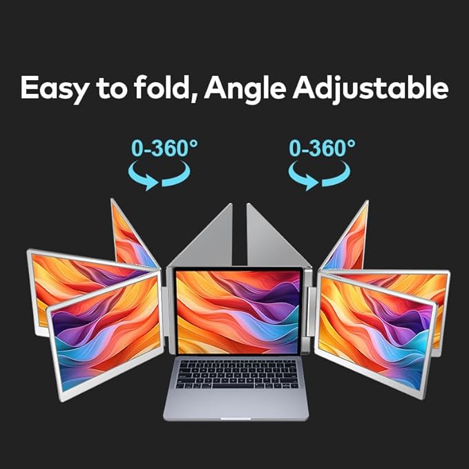 Laptop Screen Extender for Triple Display - 15.6" FHD 1080P Portable Monitor, Detachable, Plug & Play Dual Monitor Extender for 12"-18.5" Laptops, Compatible with Windows/Mac/Android/Chrome/PS3/PS4
