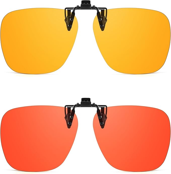 2 Pack Clip On Blue Light Glasses for Women Men, Fit Over Prescription Eyewear Reduce Computer Eye Strain