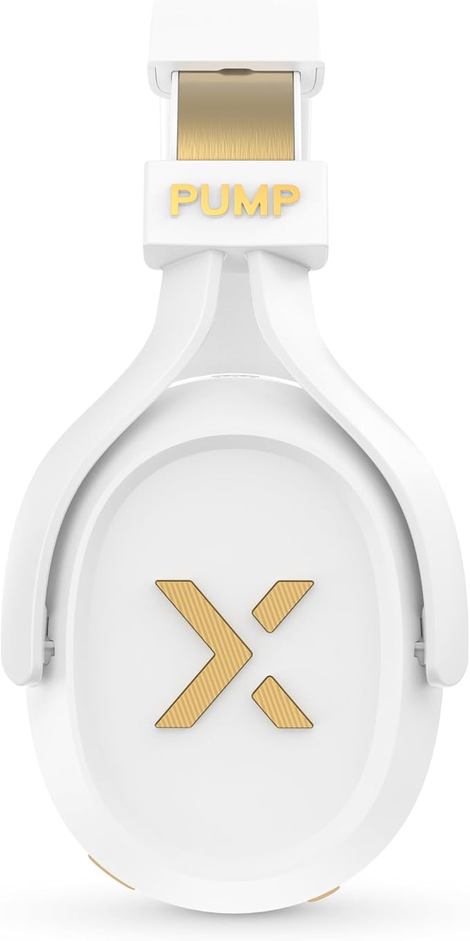 BlueAnt Pump X - The Gym Headphones | White/Gold | Sports Headphones | Cushioned & Cooling Ear Pads | (ANC) Active Noise Cancelling/Advanced Transparency | Wireless | Up to 58hr Play Time