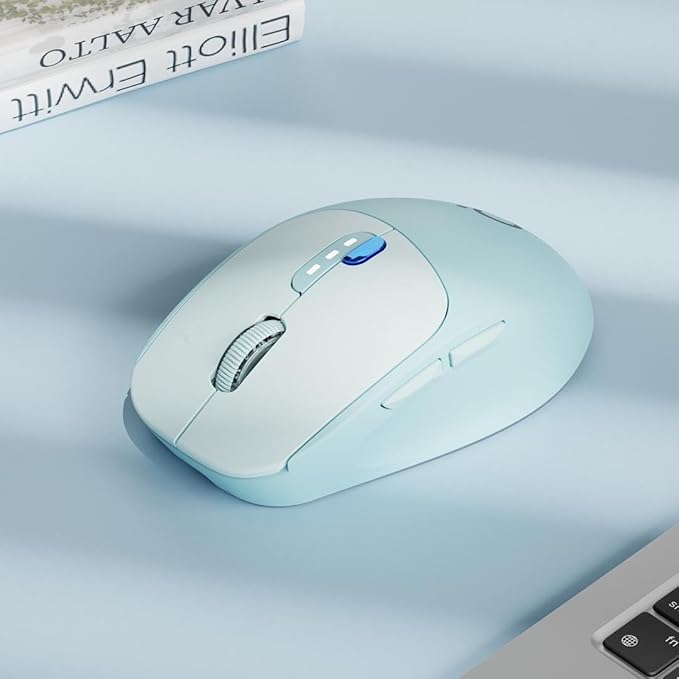 EWEADN Q5 Wireless Mouse, Bluetooth & 2.4G Quiet Computer Mouses with 1600 DPI, Battery Level Display, Ergonomic Office Mouse,6 Button Portable Cute Cordless Mice for Laptop/PC/Mac- Blue