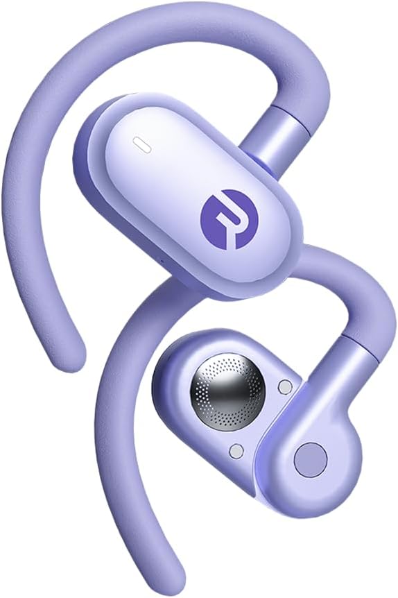 Raycon Fitness Open Earbuds – True Wireless Open Ear Bluetooth Headphones, Hook Design, IPX5 Water Resistant, 40 Hours of Battery Life (Purple)