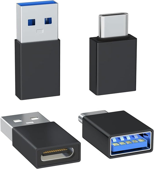 USB C to USB Adapter and USB to USB C Adapter USB C Male to USB3.0 Female OTG Adapter Compatible with MacBook Air 2020/MacBook 12 inch/iPad Pro 2020 and More, Black(Pack of 2)