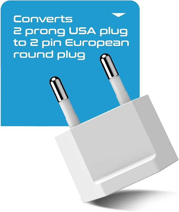 Ceptics European Travel Plug Adapter – Converts USA to EU, Asia and Italy Outlet – Type A to Type C converter - Use in Germany, Spain, & More - 6-Pack
