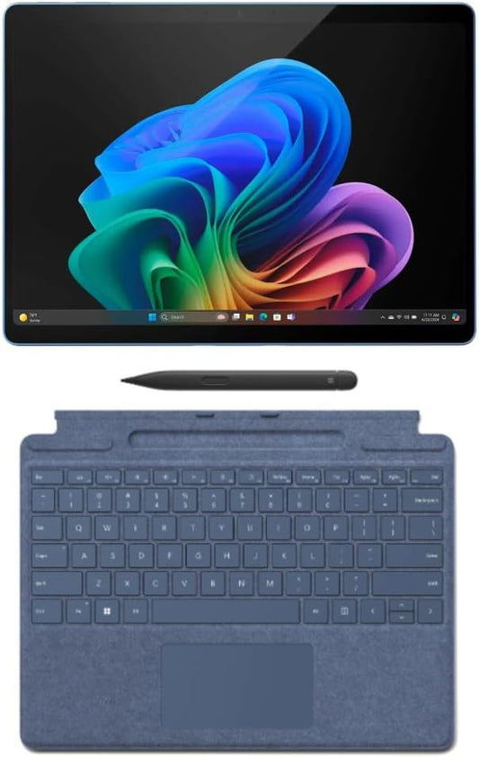 Microsoft Surface Pro 11 Copilot PC Bundle, 13" 13" 2.8K Touchscreen Tablet with Sapphire Pro Keyboard & Slim Pen, Snapdragon X Plus, 16GB RAM, 512GB SSD, Win 11 Pro, Sapphire