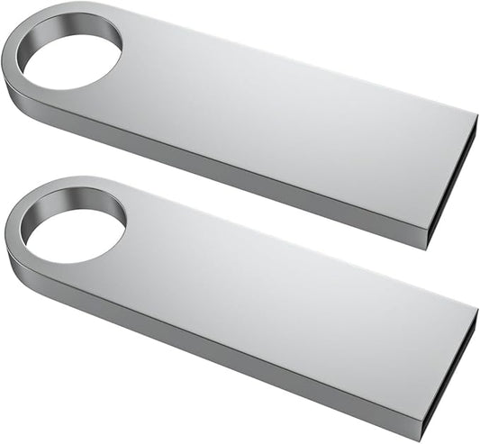 ABLAZE 128GB Flash Drive 2 Pack, Metal USB 2.0 Thumb Drives with Keychains USB Stick Pendrive (Sliver)