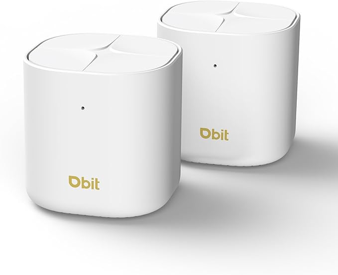 DBIT AX1800 WiFi 6 Whole Home Mesh Wi-Fi System, Dual-Band Coverage up to 4,000 sq. ft. and 150 Devices, Replaces Wireless Router and Extender, 2 Gigabit Ports per Unit, Easy Setup (D-MAX5, 2-Pack)
