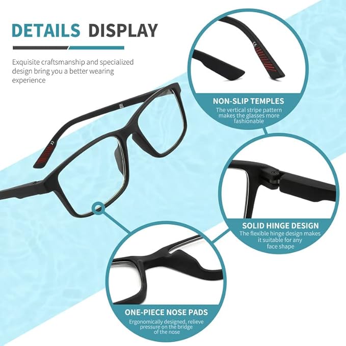 4 packs of blue block reading glasses (male and female), computer reader, UV block glasses (3.00x)