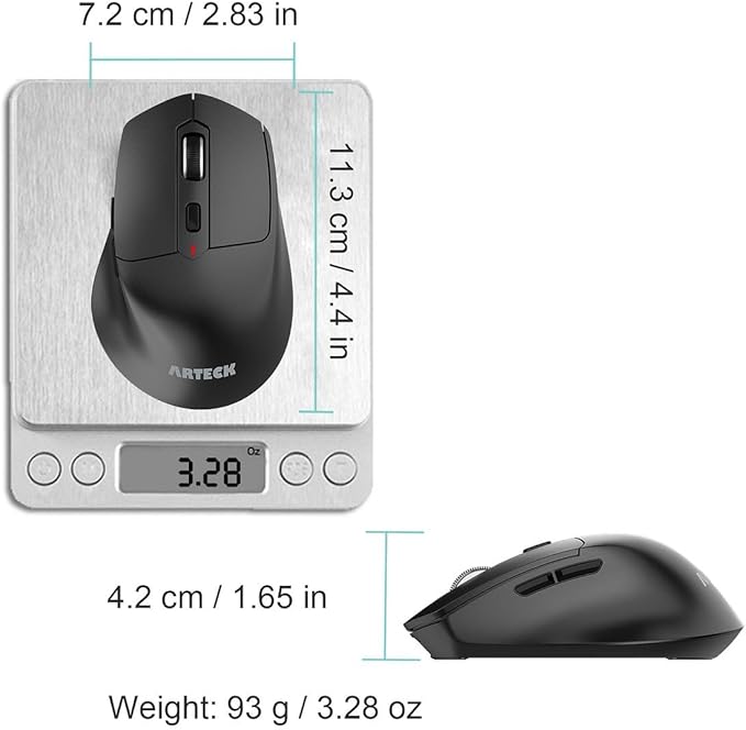 Arteck 2.4G Wireless Mouse with Nano USB Receiver Ergonomic Right Hand Silent Clicking with Backward & Forward for Computer/Desktop/PC/Laptop and Windows 10/8/7 Build in Rechargeable Battery