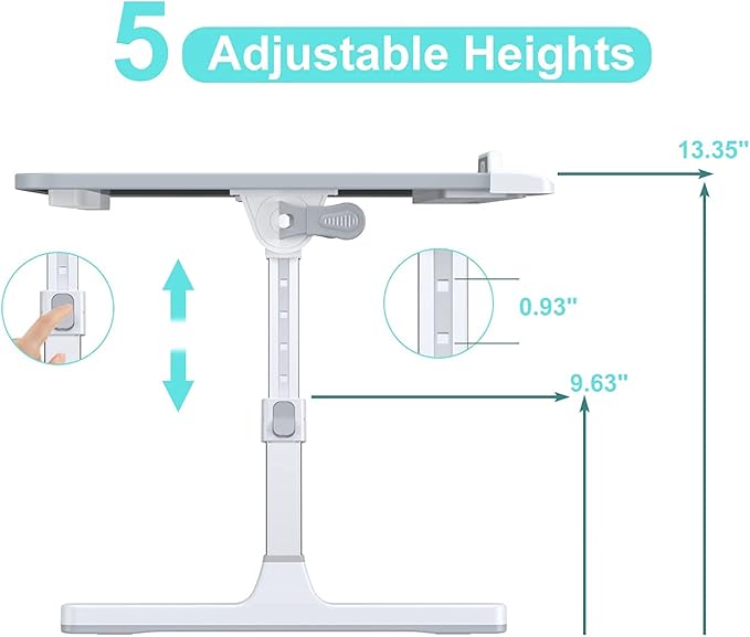 Laptop Bed Desk with Adjustable Heights and Angles, Upgraded-Sturdy Foldable Laptop Lap Desk for Bed/Sofa/Couch/Floor, Lap Tablet Desk (NO Drawer, Grey)