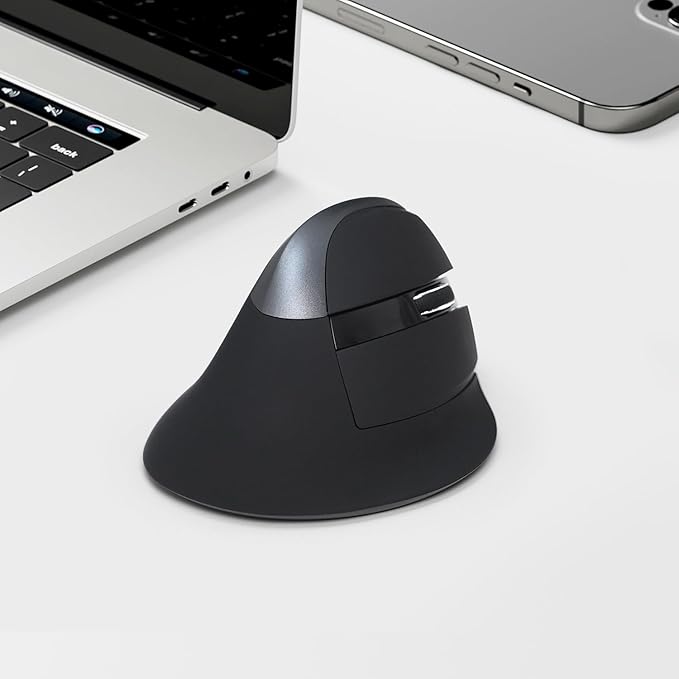 DeLUX Wireless Vertical Mouse, Small Silent Ergonomic Mouse with BT 5.2 and USB Receiver, 6 Buttons and 4000 DPI, Rechargeable Mouse for Carpal Tunnel (M618mini-Iron Gray)