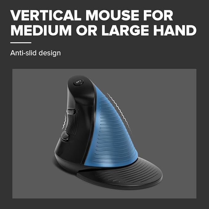 DeLUX Wired Vertical Ergonomic Mouse, with 6 Programmable Buttons, 4200DPI, Removable Palm Rest, Reduces Wrist Pain and Carpal Tunnel for Medium Hands (M618XU-Black)