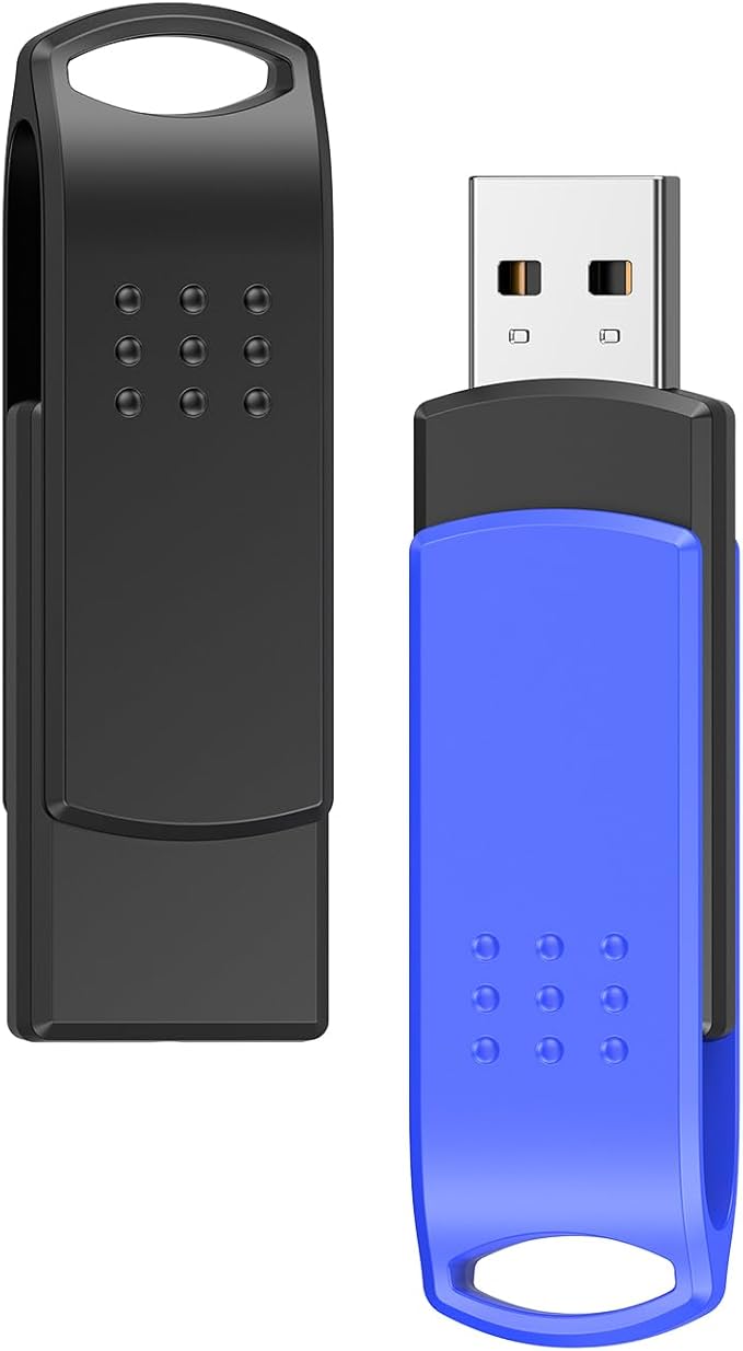KOOTION 128GB USB Flash Drives 2-Pack, Jump Drive 2.0 USB Drive 128 GB Thumb Drive Swivel Memory Stick for Storage and Backup (2 Colors: Blue Black)