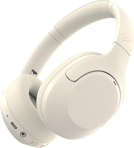 VOKALEN Hyper Pro Adaptive Active Noise-Cancelling Wireless Headphones, Bluetooth Over-Ear with Mic, 60H Playtime, Hi-Res Audio, Deep Bass, Custom EQ (Ivory White)