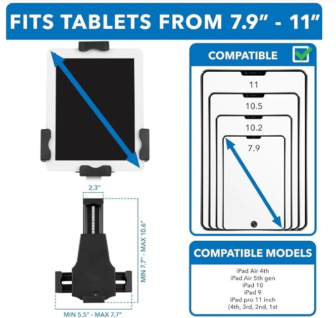 Mount-It! Secure Universal Tablet POS Kiosk with Wall Bracket Add-on | Locking Tablet Stand with Adjustable Clamp for iPad, iPad Air, Samsung Galaxy Tab, Surface Go & 7.9"- 10.9" Tablets - MI-3784
