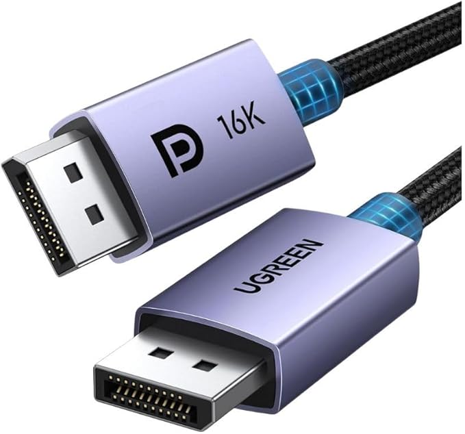 UGREEN 16K DisplayPort Cable 2.1 [VESA Certified] DP2.0 40Gbps Support 8K@240Hz 4K@240Hz HDR, HDCP, DSC 1.2a, Braided Display Port Cable Cord Compatible FreeSync G-Sync Video Card Monitor, 6.6FT
