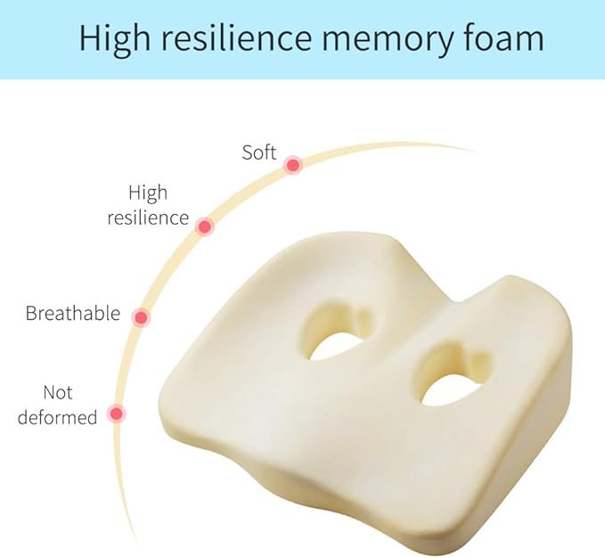 LOUTYTUO Seat Cushion Pillow,100% Memory Foam and Washable Cover,for Office Chair,Car Seat and Wheelchair,Tailbone & Sciatica & Back Pain Relief