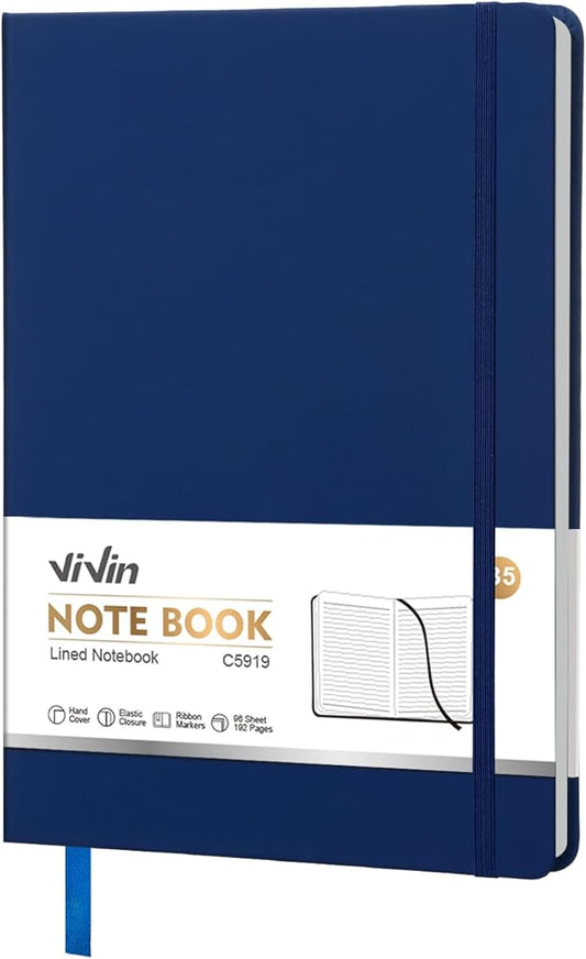 Vivin B5 College Ruled Notebook for Work,6.9"x9.8" Leather Hardcover Journal,192 Pages Professional Lined Notebook for Office & Business