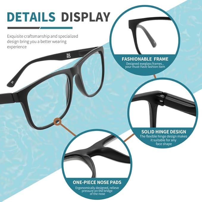 Reading Glasses for Women Men, 0.0 to 4.0 Strength, Lightweight Blue Light Blocking Readers with Spring Hinges (4-Pack) –Anti Eyestrain/UV Ray Eyeglasses/Trendy Classic/Fashion Frame(1.75x)