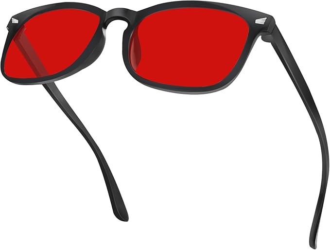 Sleep Glasses with Red Lens - 99.9% Blue Green Blocking for Computer, Gaming, TV, Phone Screens, Reduce Eyestrain, for Women & Men