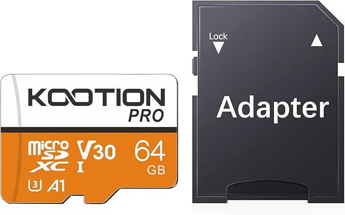KOOTION Micro SD Card 64GB UHS-I microSDXC Flash Memory Card with Adapter, C10, U3, A1, V30, 4K UHD TF Card