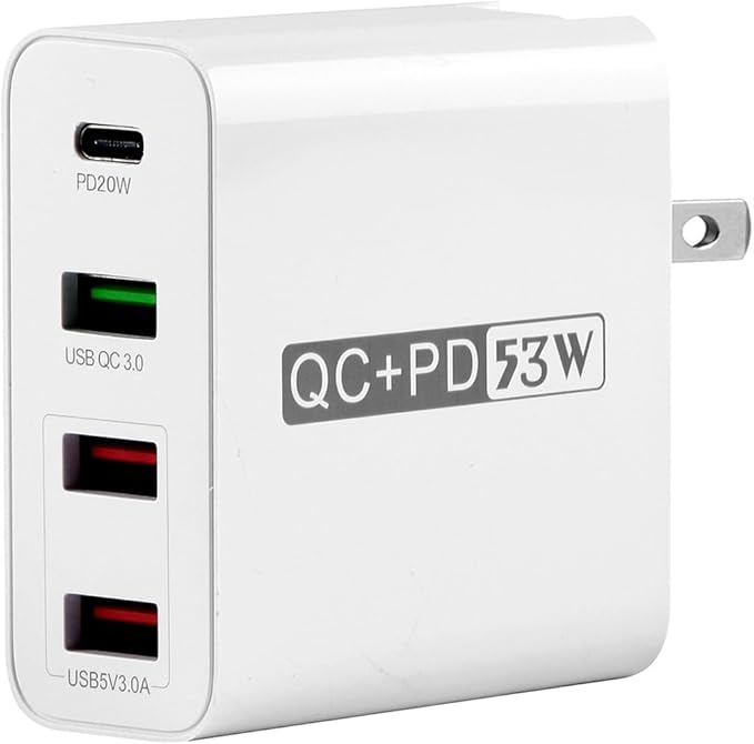 MaxLax 4-Port Desktop USB Charging Station,53W High-Speed Multi-Port USB Charger Hub for Smartphones, Tablets & Powered Devices