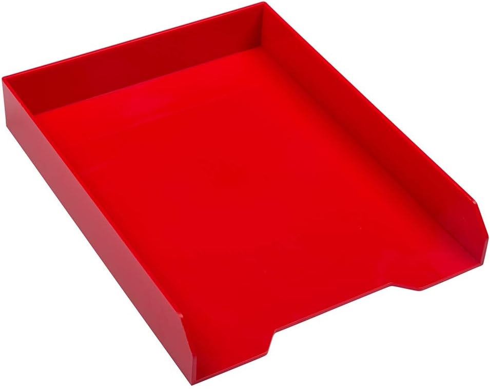 JAM PAPER Stackable Paper Trays - Red - Desktop Document, Letter, & File Organizer Tray - Sold Individually