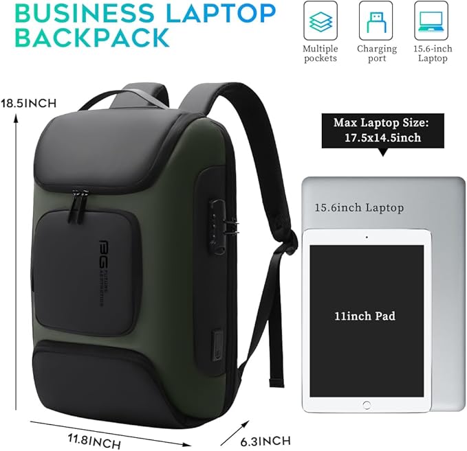 BANGE Business Backpack with USB Charging Port, Anti Theft Laptop Backpacks Fit for 15.6 INCH,Men Travel Backpack with Water Bottle Holder for Men and Women
