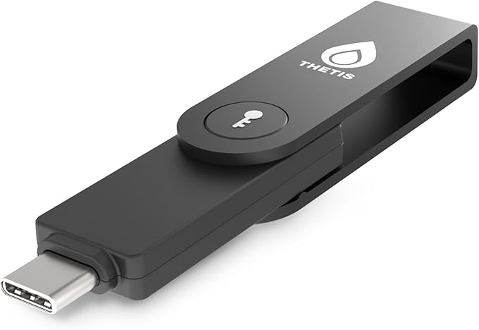 Thetis Pro-C FIDO2 Security Key Passkey Device with USB C & NFC, TOTP/HOTP Authenticator APP, FIDO 2.0 Two Factor Authentication 2FA MFA, Works with Windows/macOS/Linux/Gmail/Facebook/Dropbox/GitHub