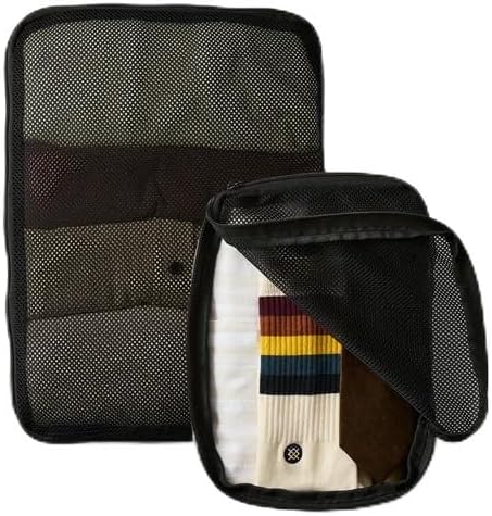 Halfday Modular Mesh Compression Packing Cubes Set (Medium + Large) | Lightweight Ripstop Travel Organizers, Space-Saving Design, Durable & Easy-to-Clean, Black