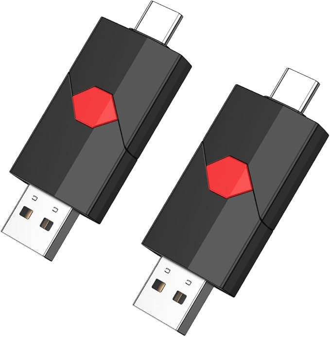 Aiibe 128GB USB C Flash Drive 2 Pack Type C + USBA 128GB USB Drives Push-Pull USB2.0 Memory Stick Thumb Drive for iPhone 15 Android Phones Tablet Computer (2 Pack)