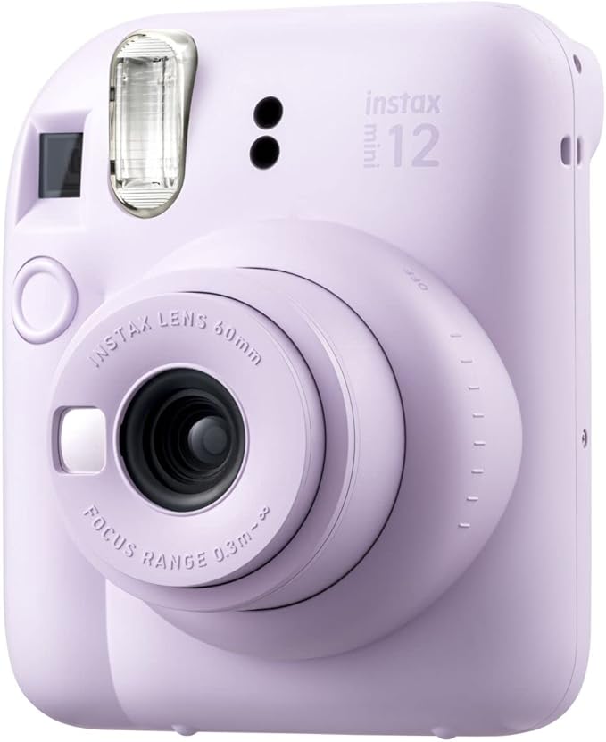 Fujifilm Instax Mini 12 Instant Film Camera Lilac Purple, Fujifilm Instax Mini Twin Pack Instant Film 20 Sheets, Case, Accessory Bundle