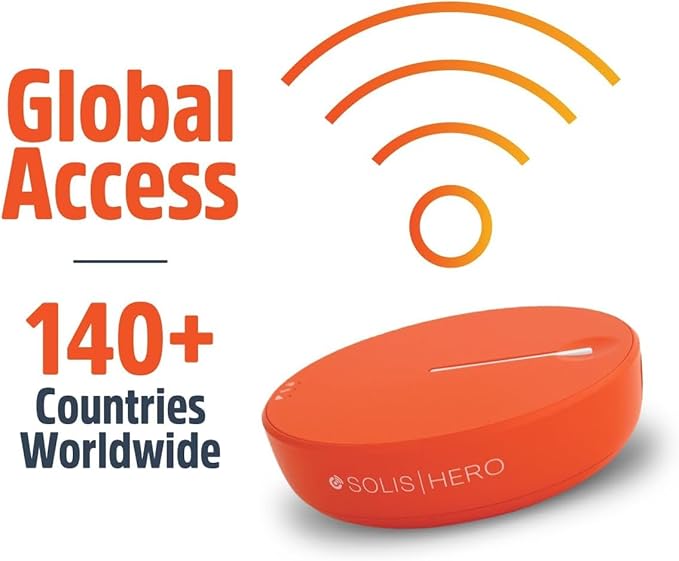 SIMO Solis Hero 4G LTE Hotspot, Includes Lifetime Data (12GB Per Year) and 10GB Global Data, Access Multiple Carriers, Internet in 140+ Countries, No Contract, Mobile Wi-Fi for Travel