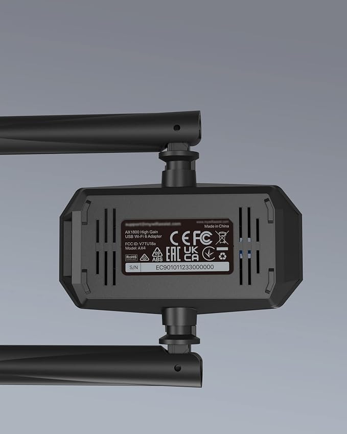 BrosTrend USB WiFi 6 Adapter AX1800 Long Range WiFi USB Adapter for PC Laptop Desktop 5GHz/1201Mbps + 2.4GHz/574Mbps Wireless WiFi Dongle USB3.0 with 2x High Gain Wi-Fi Antennas for Windows 11/10 ONLY