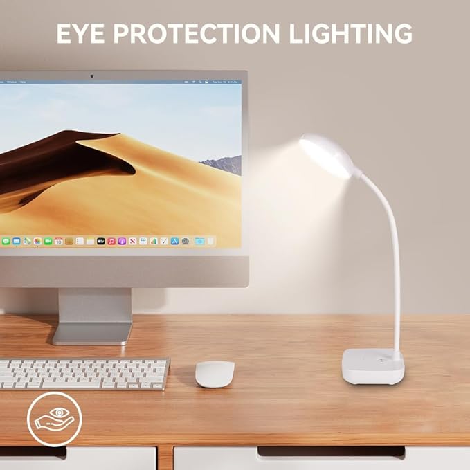 Battery Desk Lamp Light,Black,Cordless desk lamp rechargeable,Small gooseneck lamp for desk,400LM LED Light,3 Colors (White/Warm White/Warm),Adjustable brightness,360° Hose,20 LED for Bedroom&Reading